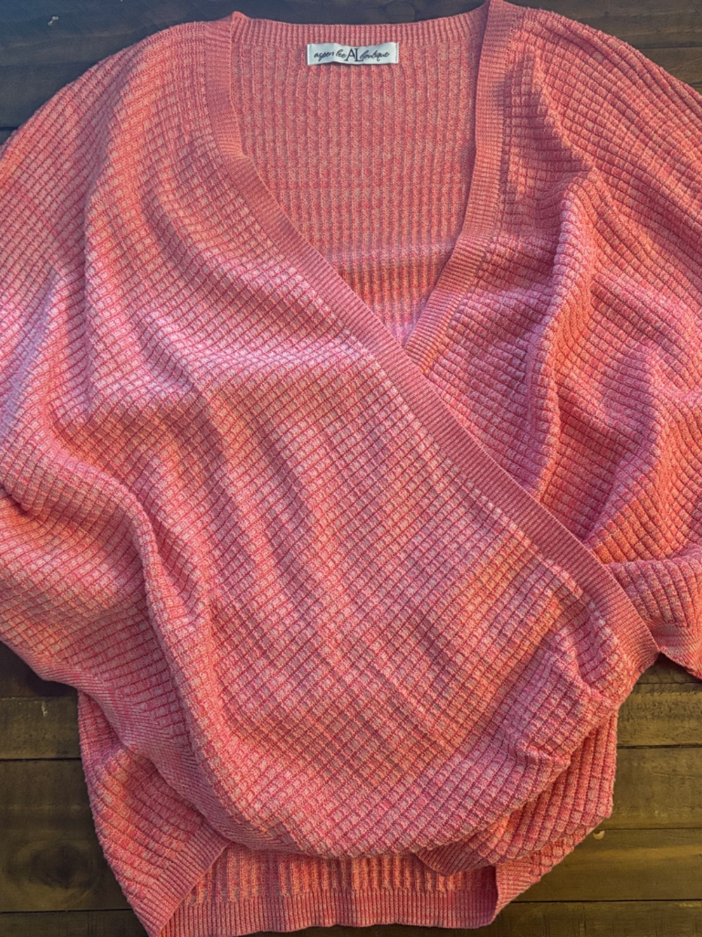 Pink Textured Open Cardigan